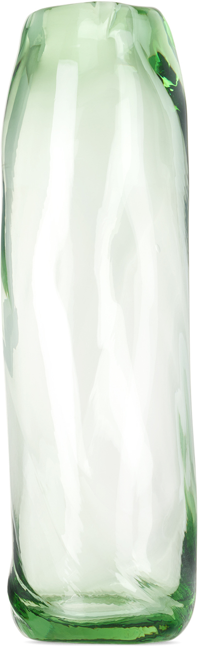 Ferm Living Green Tall Water Swirl Vase In Clear