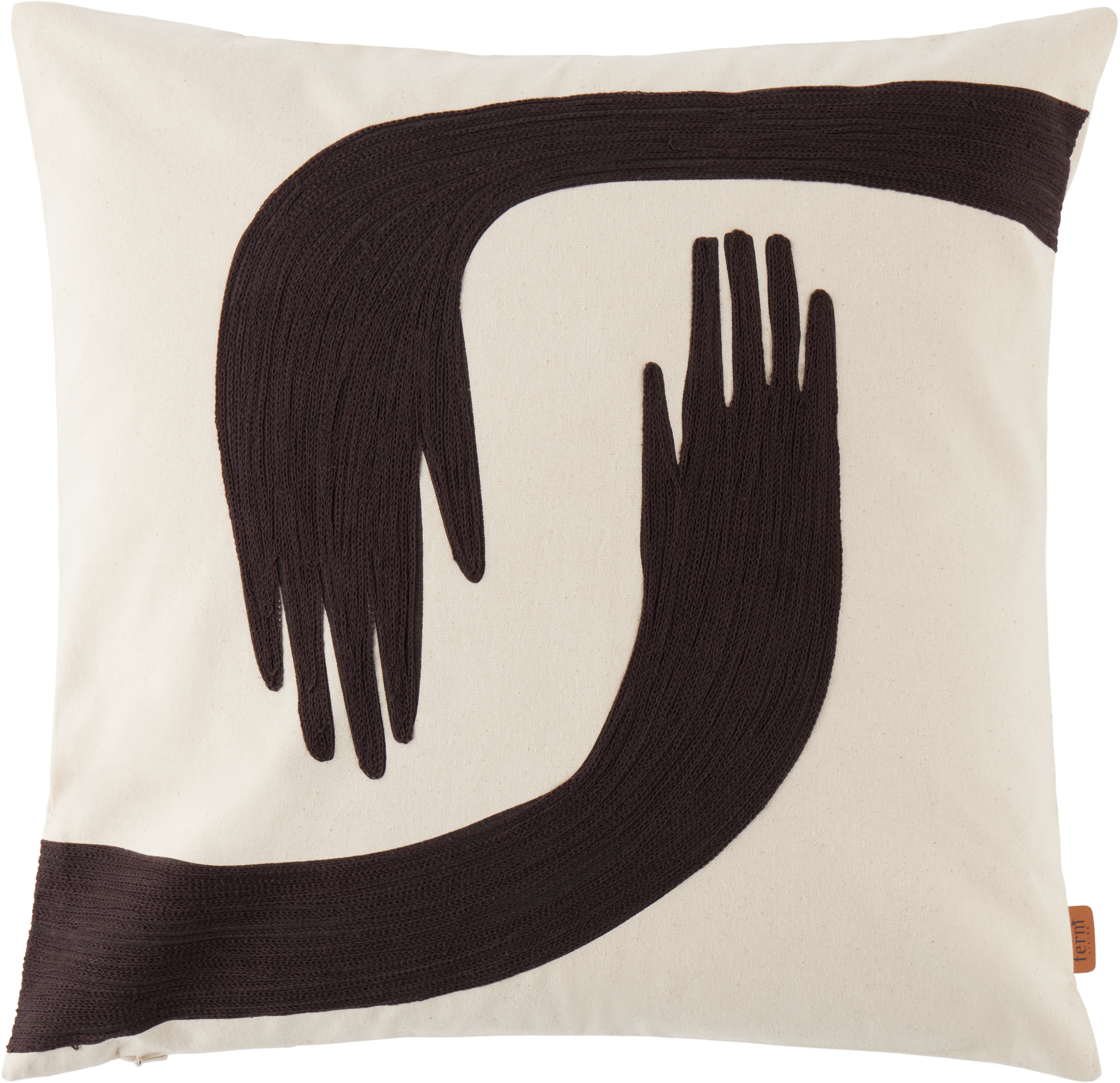 FERM LIVING OFF-WHITE & BROWN POSE CUSHION