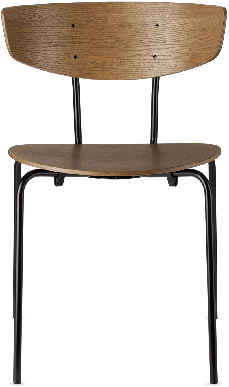 Ferm Living Black & Brown Herman Dining Chair In Dark Stained Oak