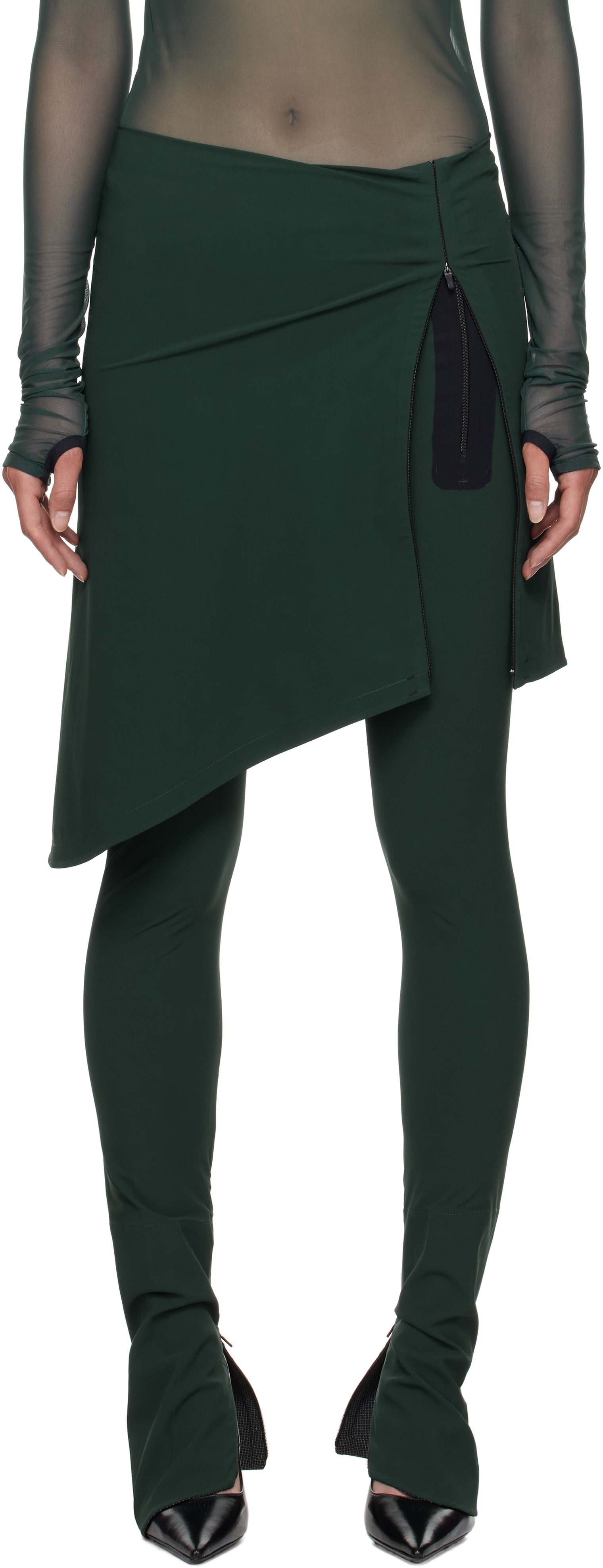 Johanna Parv Green Skirt Trousers In Dark Green