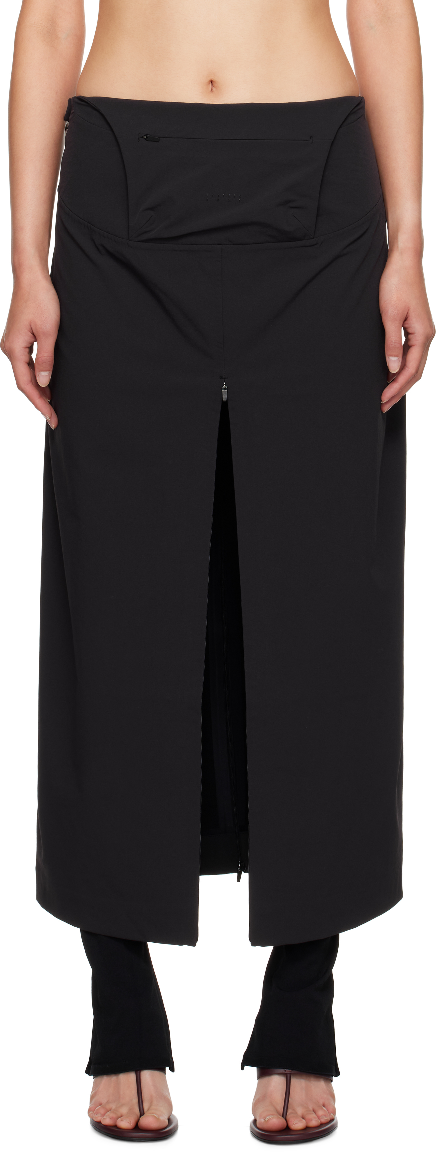 Black Tech Midi Skirt