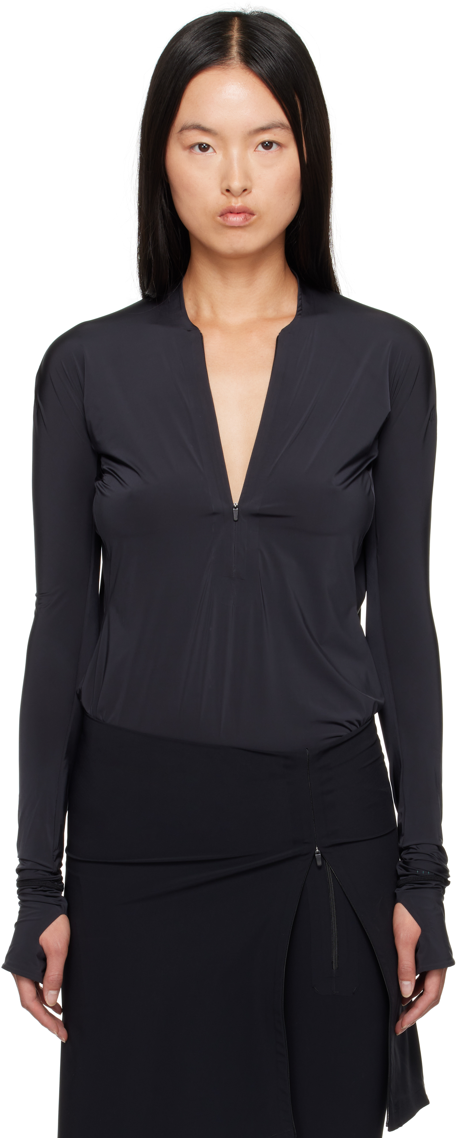 Johanna Parv Black Draped Back Top