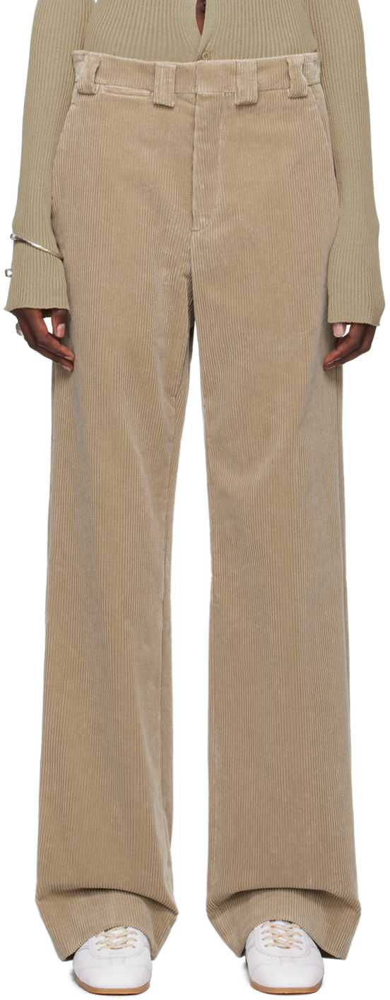 Shop Rier Khaki Cotton Trousers In Yuta