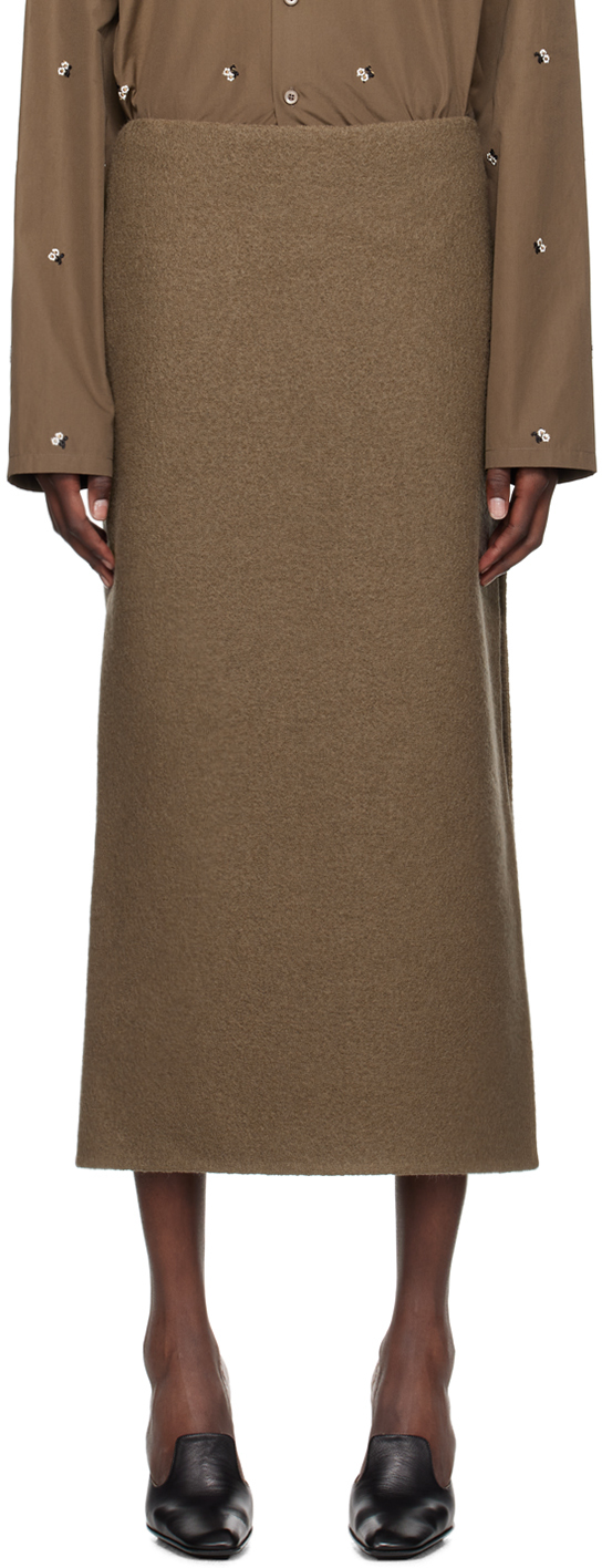 Shop Rier Brown Walker Midi Skirt In Castoro