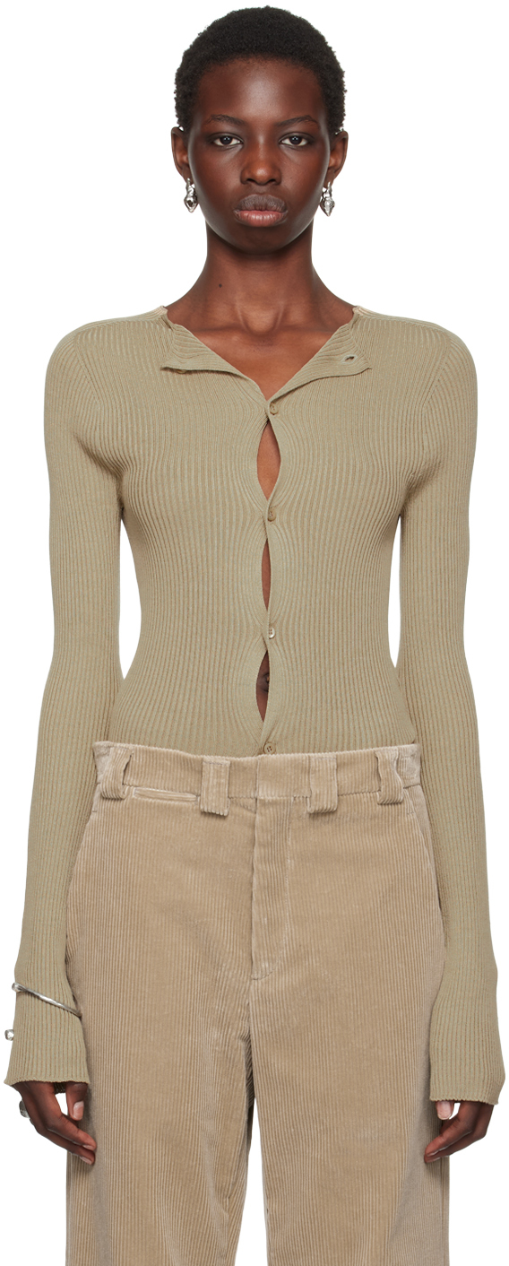 Khaki Button Cardigan