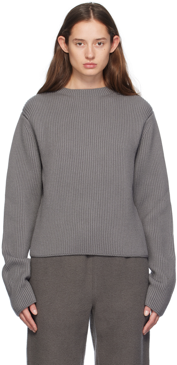 Gray Fishermen Rib Sweater