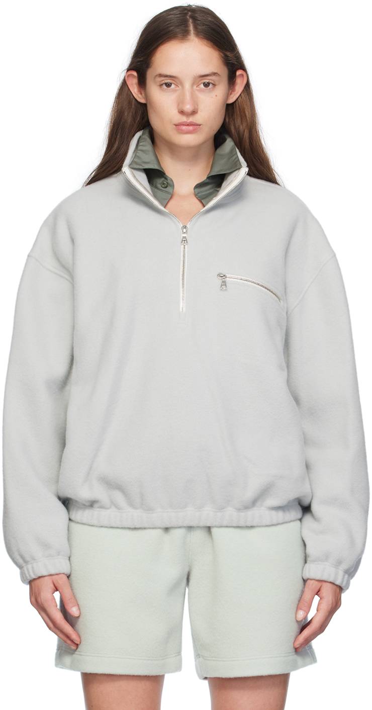Rier: Gray Fleece Sweater | SSENSE