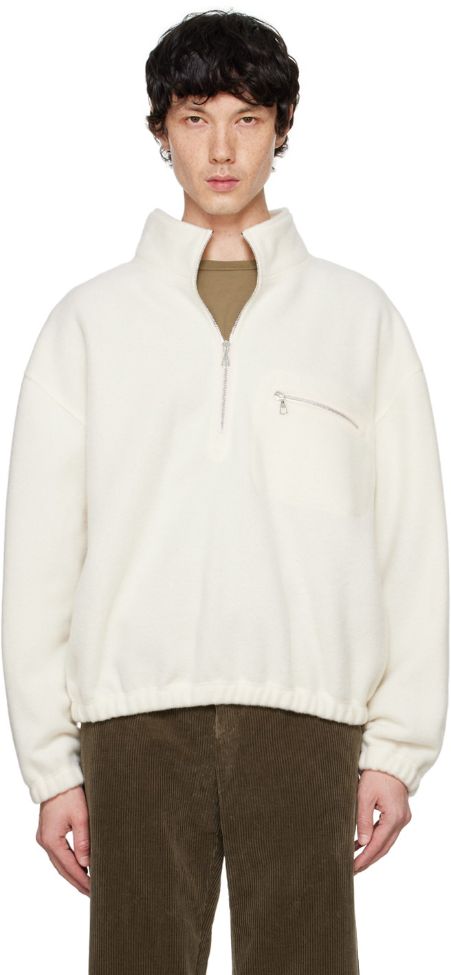 Shop Rier Off-white Polar Fleece Sweater In White Fleece