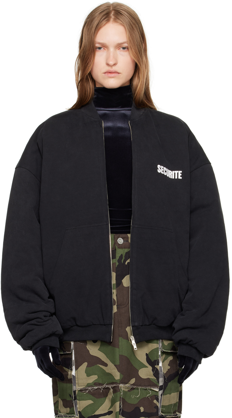 VETEMENTS BLACK SECURITE BOMBER JACKET 