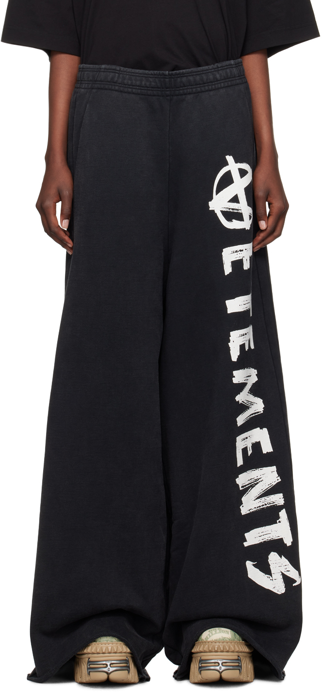 Shop Vetements Black Anarchy Sweatpants