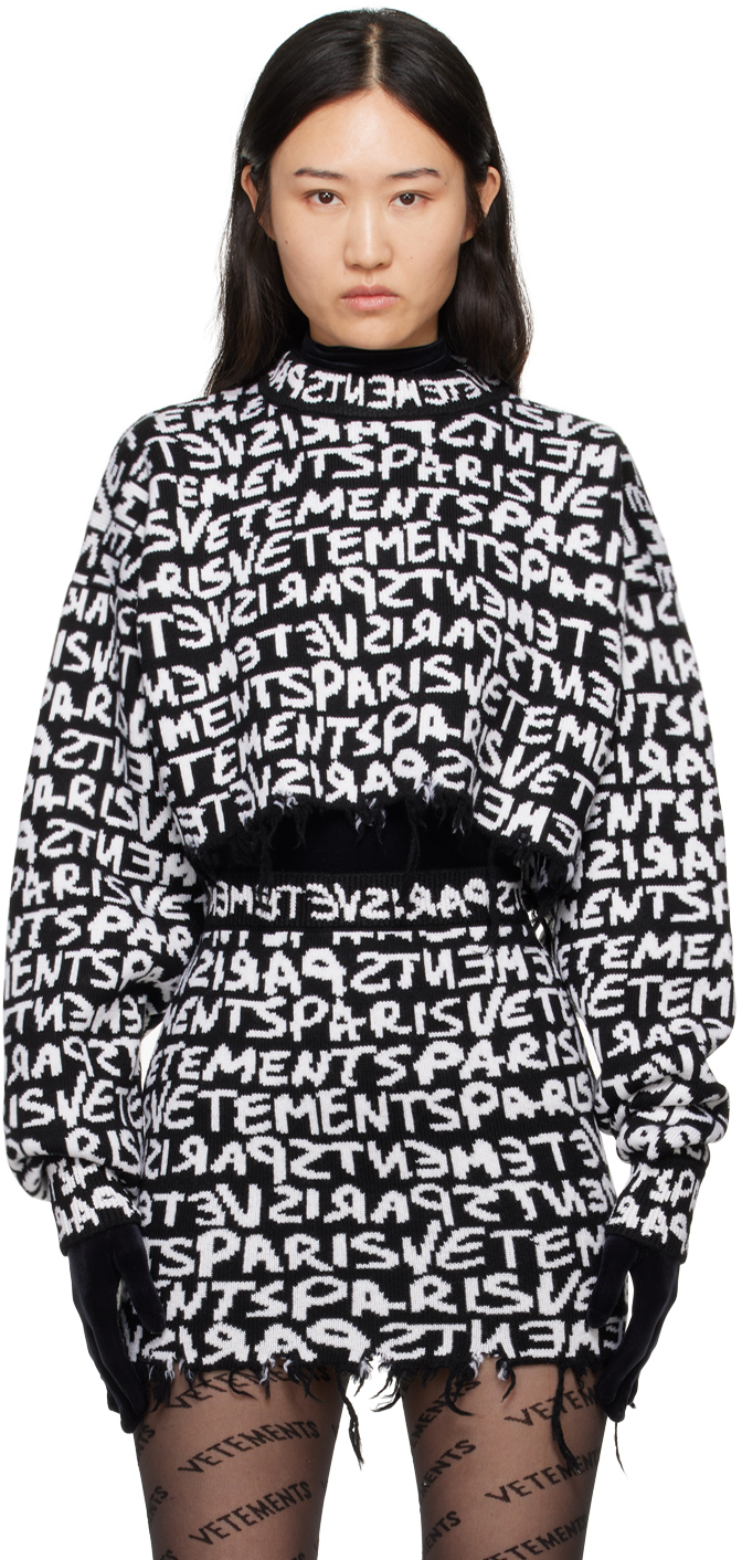 値下げ】VETEMENTS ロゴプリント ニットセーター VETEMENTS 値下げ】VETEMENTS ロゴプリント ニットセーター VETEMENTS