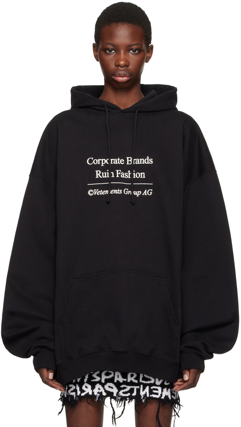 Shop Vetements Black 'corporate Brands Ruin Fashion' Hoodie