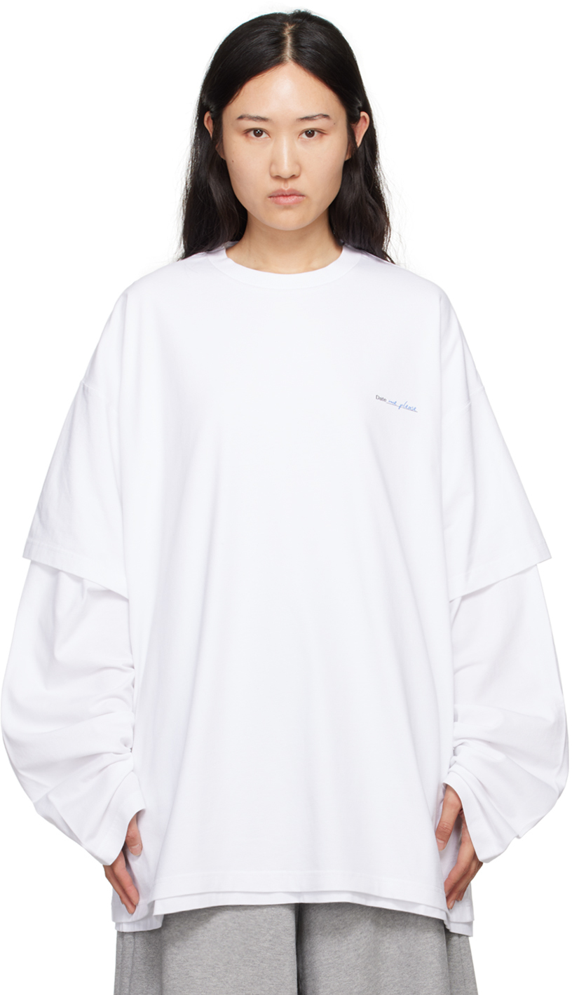 VETEMENTS WHITE 'DATE ME PLEASE' LONG SLEEVE T-SHIRT 