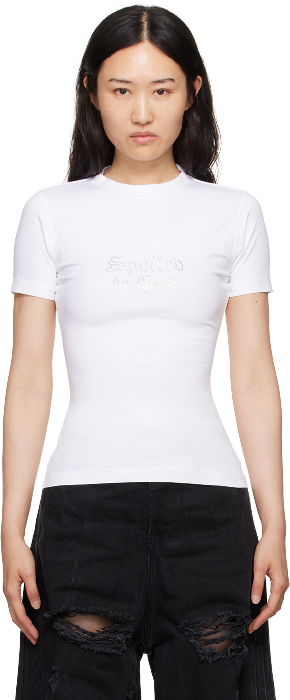 ◆VETEMENTS◆ Spoiled by God ラインストーンTシャツ vetements-white-spoiled-by-god