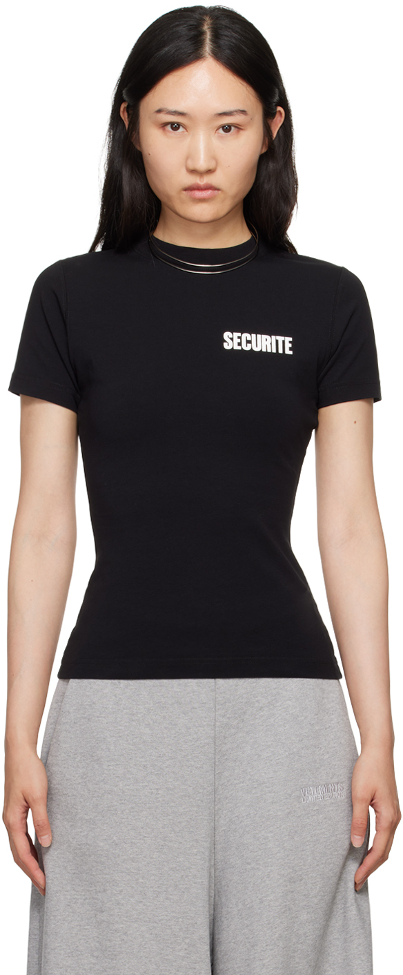 Shop Vetements Black 'securite' T-shirt