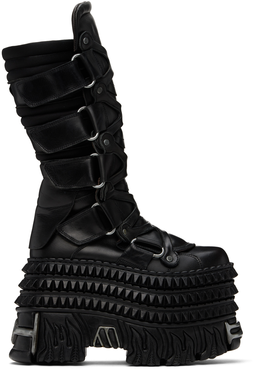 Shop Vetements Black New Rock Edition Tower Boots