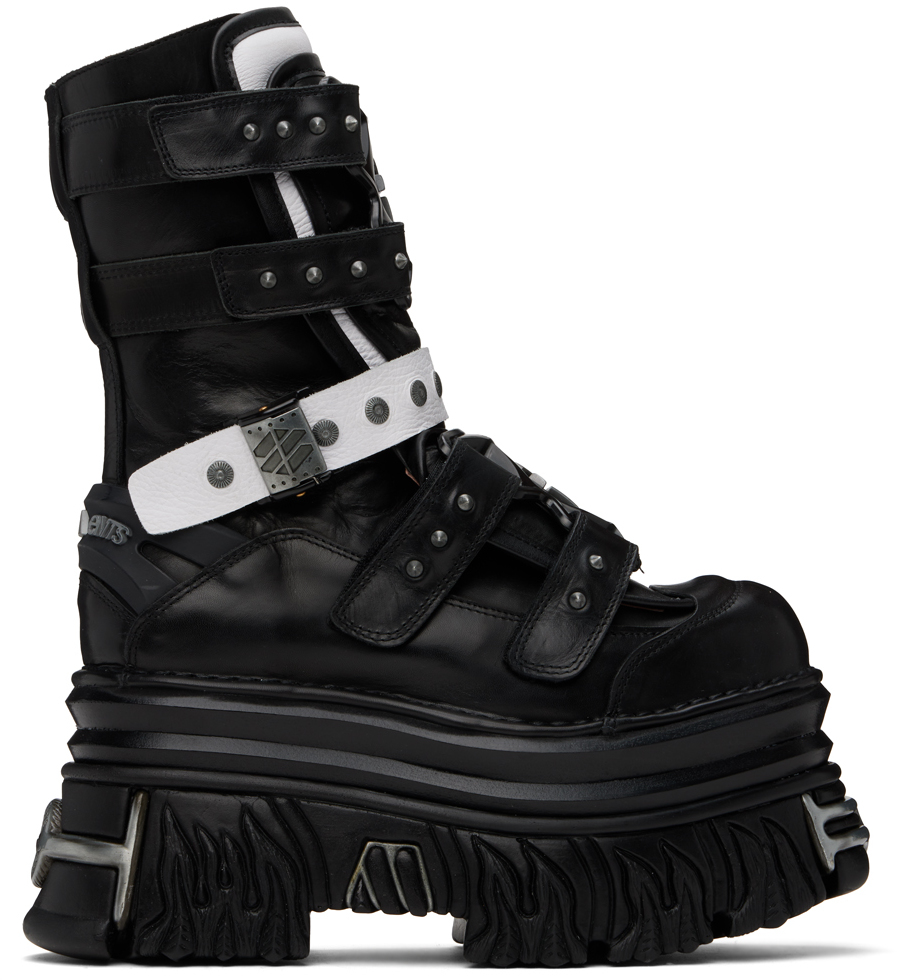 Shop Vetements Black & White New Rock Edition Gamer Boots In Black / White