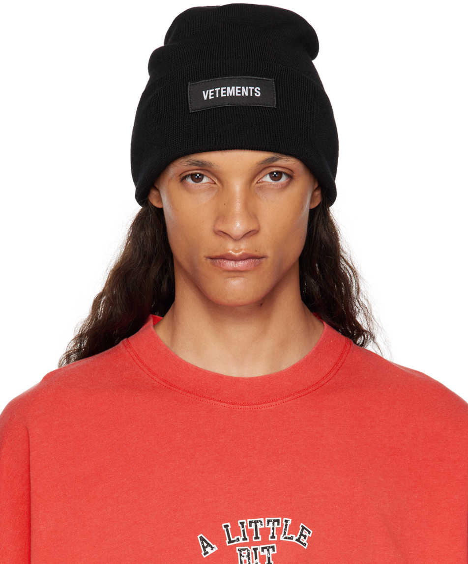 VETEMENTS: ブラック Blackout Logo ビーニー | SSENSE 日本