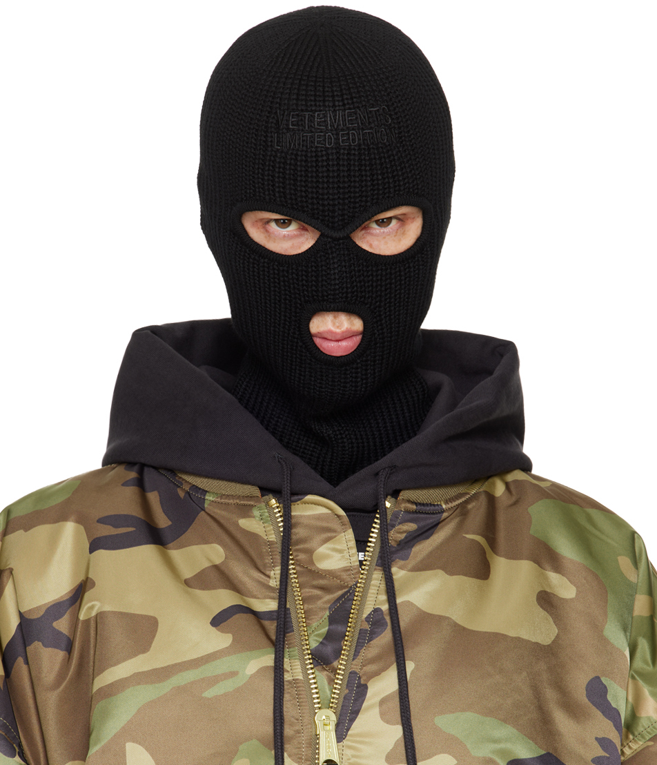 Shop Vetements Black Logo Balaclava