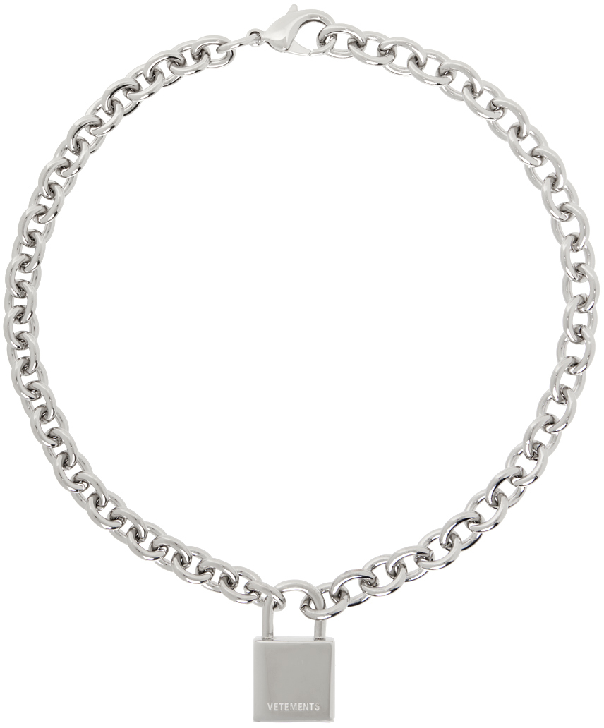 Silver Padlock Logo Necklace