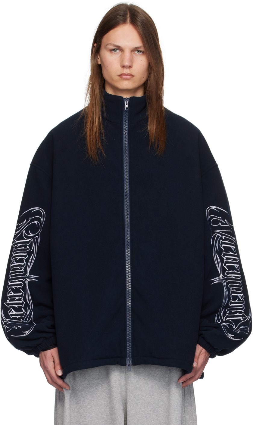 Shop Vetements Navy Embroidered-logo Jacket