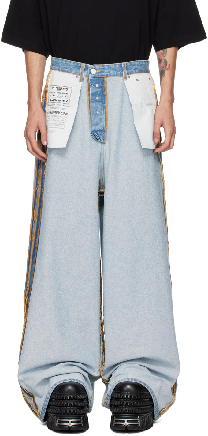 Shop Vetements Blue Inside Out Big Shape Jeans In Light Blue