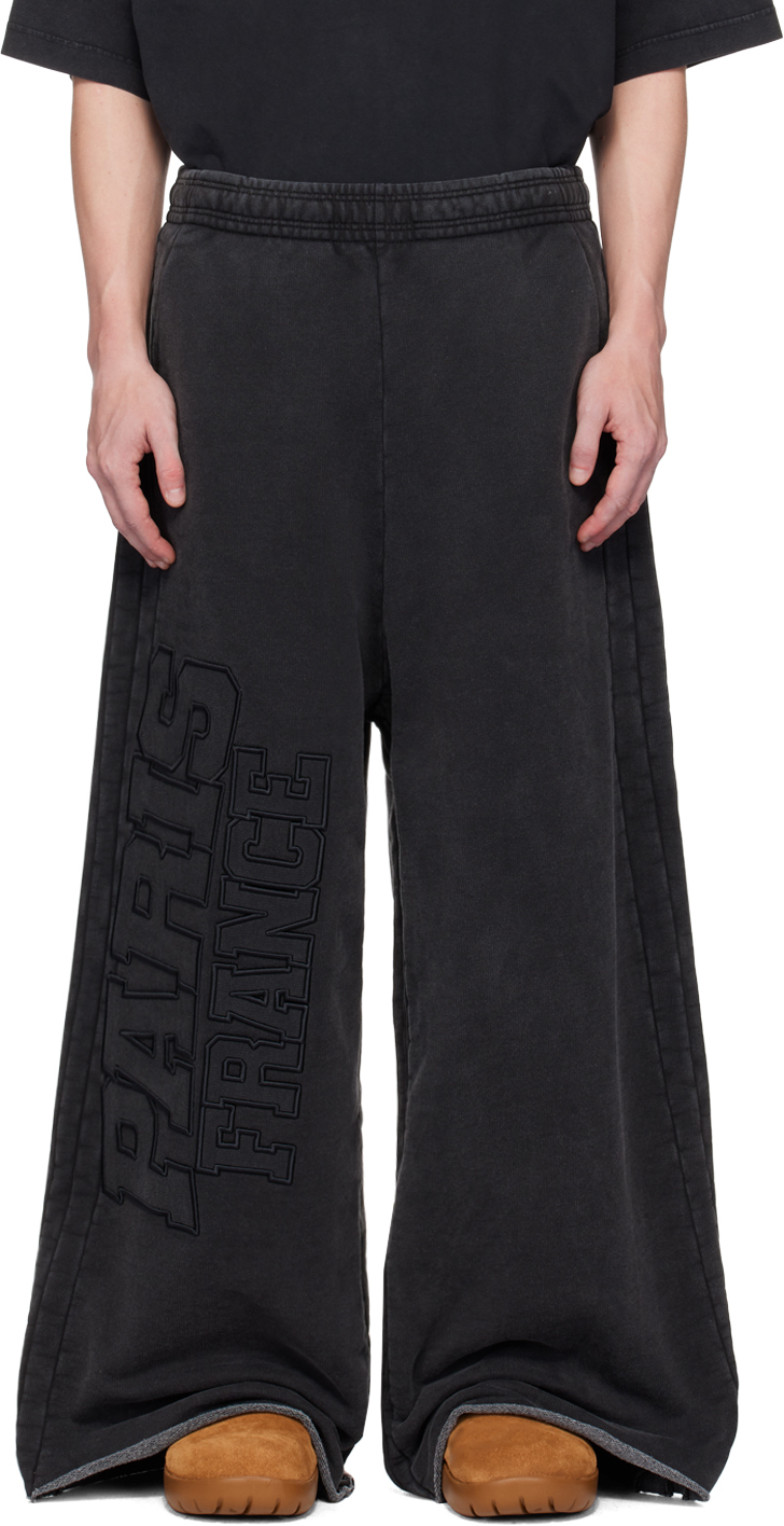 Shop Vetements Black 'paris' Xxxl Sweatpants In Washed Black