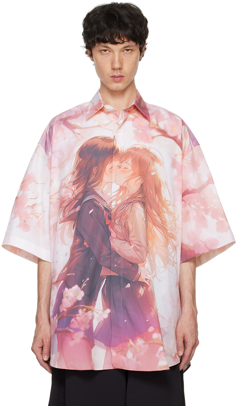 Pink Anime Short Sleeve Shirt