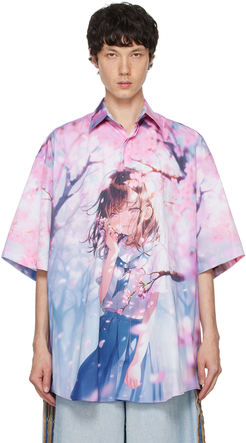 Shop Vetements Purple Anime Short Sleeve Shirt In Blue