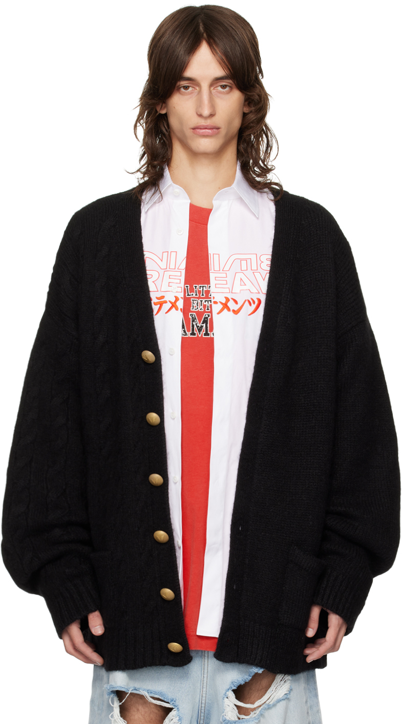 Shop Vetements Black Split Cardigan