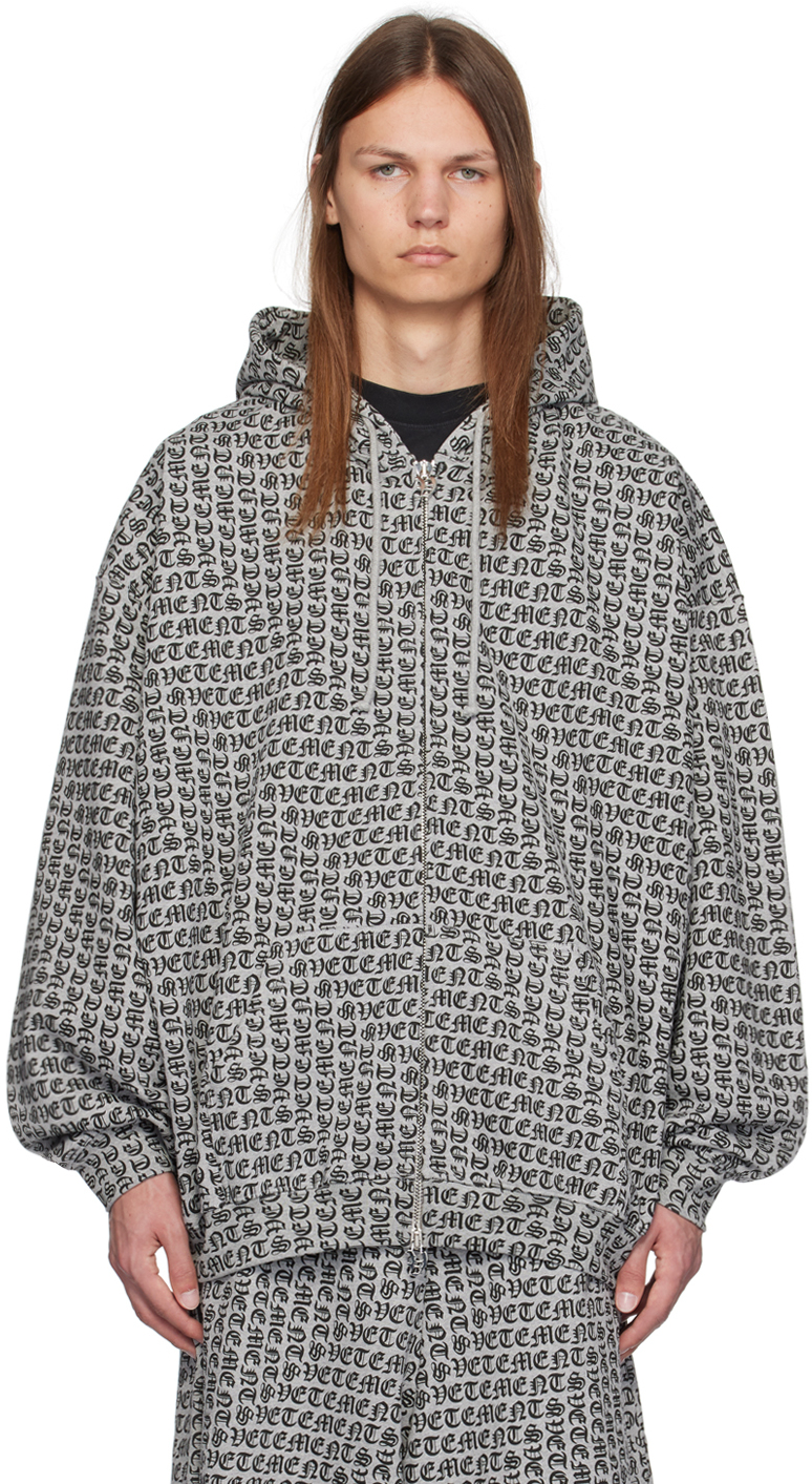 【VETEMENTS】グレー Goth オーバーサイズ フーディ VETEMENTS】グレー Goth オーバーサイズ フーディ