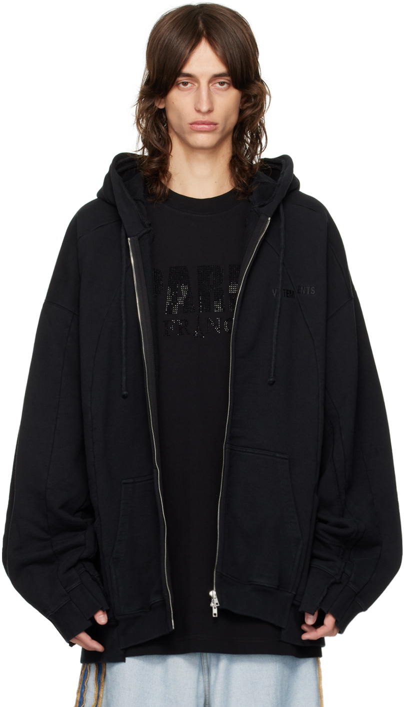 Black Cut-Up Hoodie