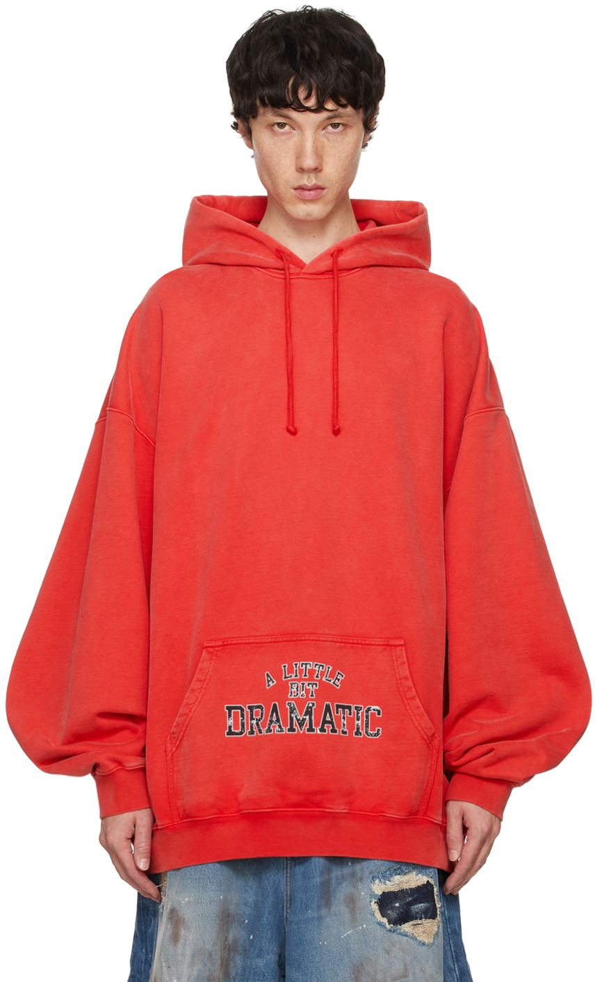 Shop Vetements Red 'a Little Bit Dramatic' Hoodie