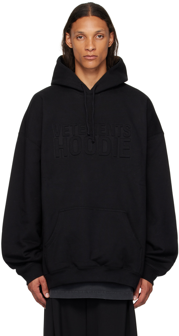 Shop Vetements Black Illusion Logo Hoodie