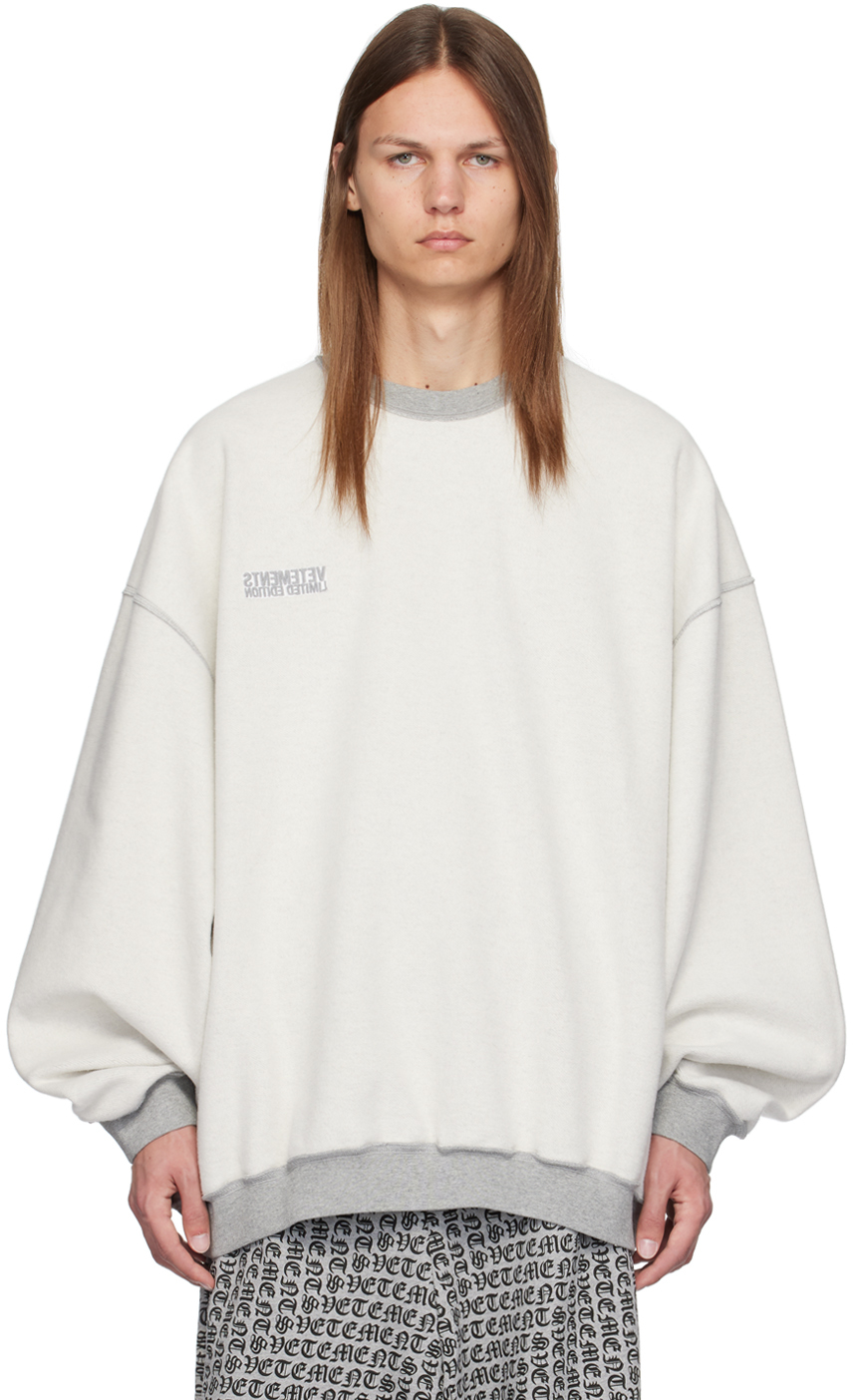 Shop Vetements Gray Inside-out Label Sweatshirt In Grey Melange