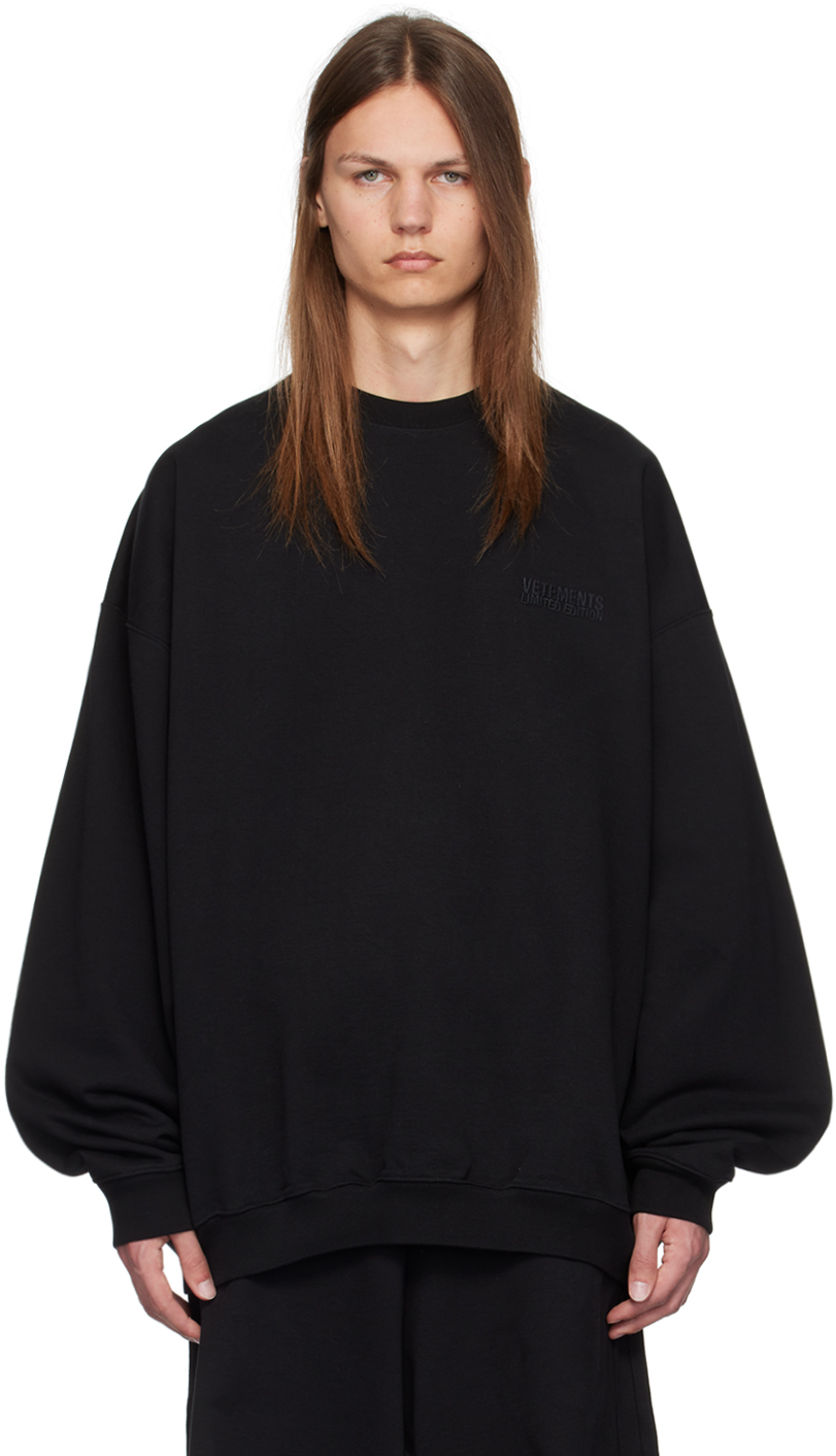 Shop Vetements Black Embroidered-logo Sweatshirt