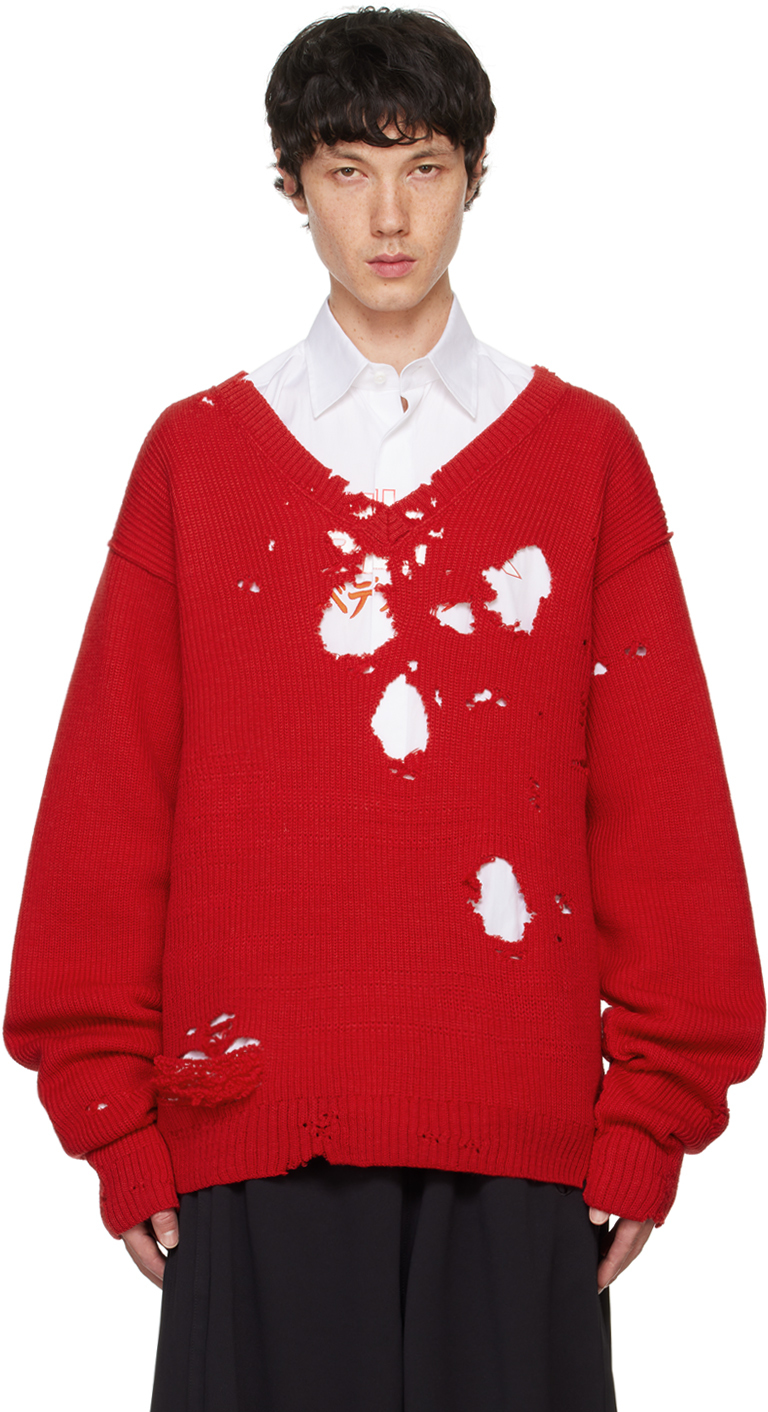 Red Destroyed Sweater