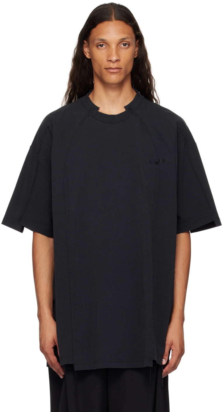 Shop Vetements Black Cut-up T-shirt In Blackout