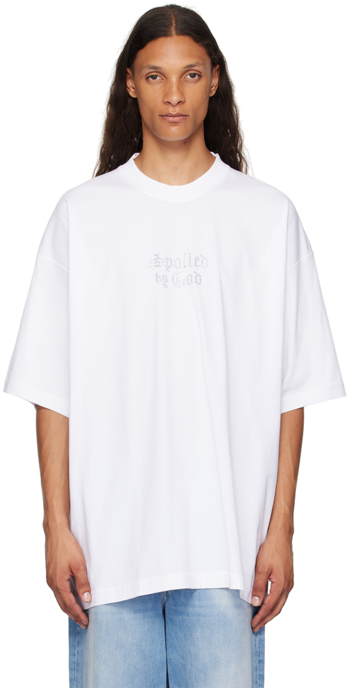 VETEMENTSのホワイト Spoiled By God Tシャツがセール中
