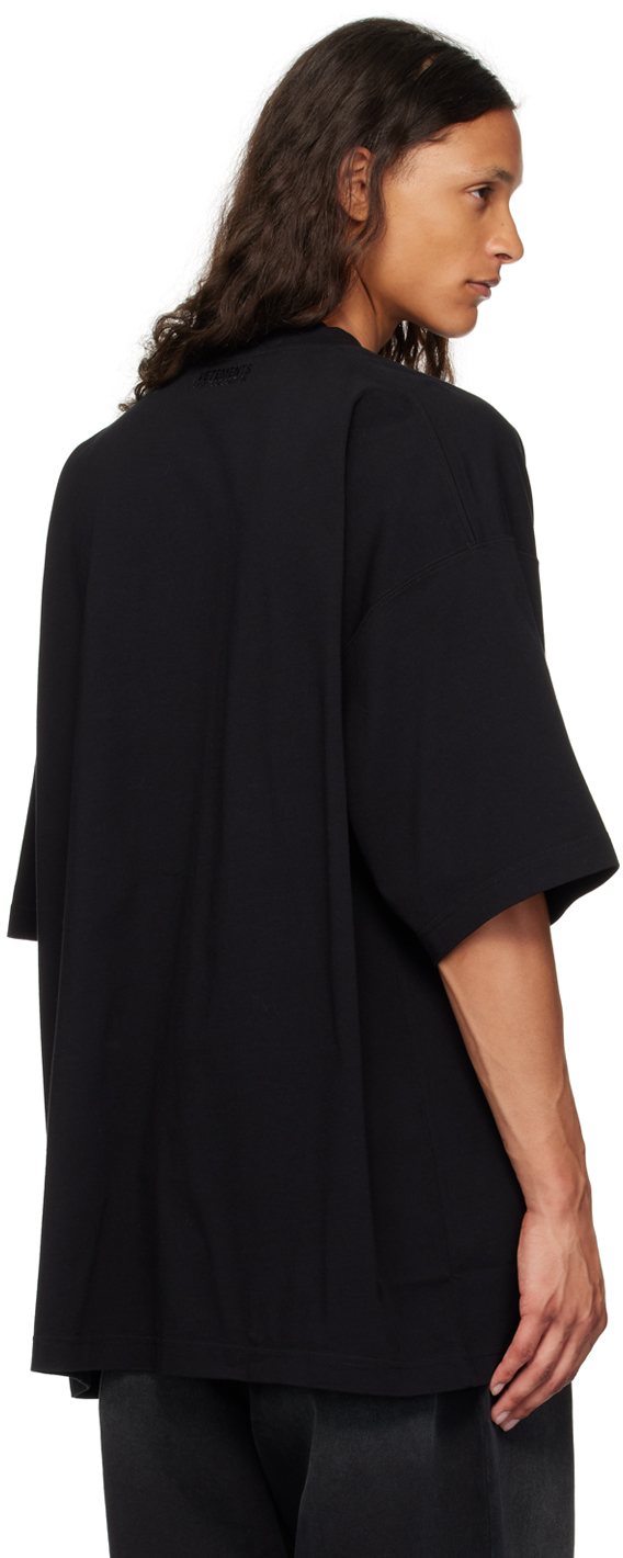 Vetements Black 'paris' Crystal-cut T-shirt In Black