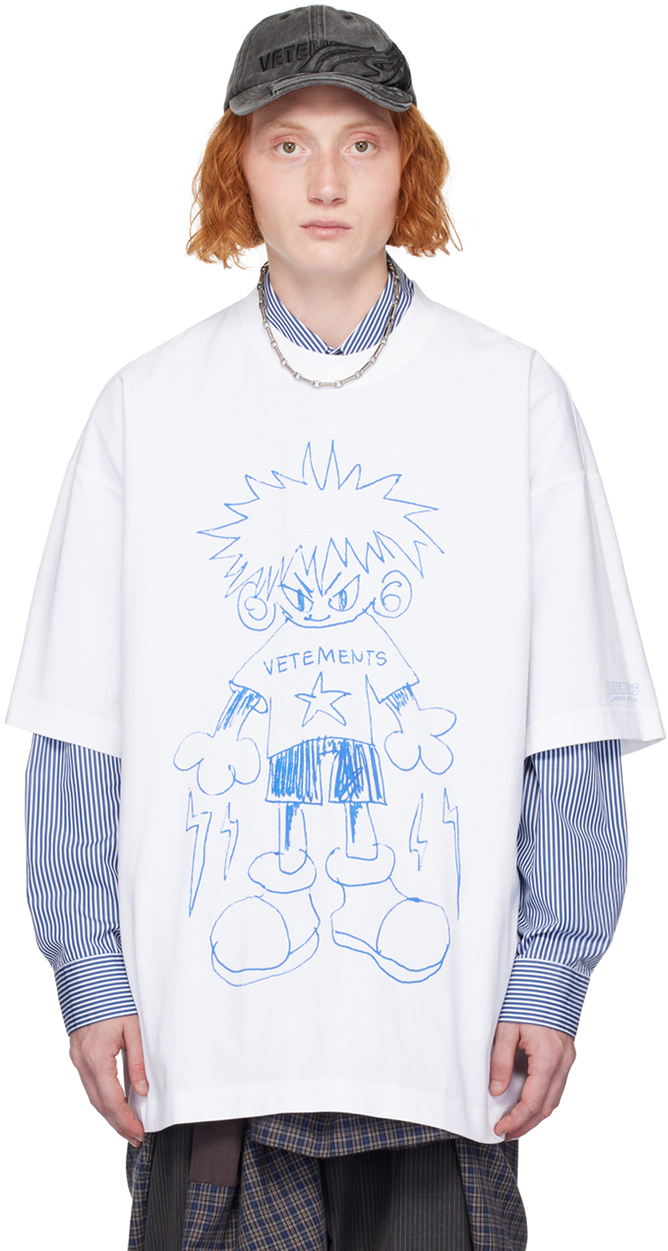 VETEMENTS WHITE DRAWING T-SHIRT