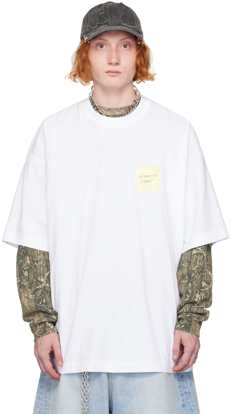 VETEMENTS ホワイト Tシャツ VETEMENTS（ヴェトモン）Tシャツ・カットソー 白 サイズ:L