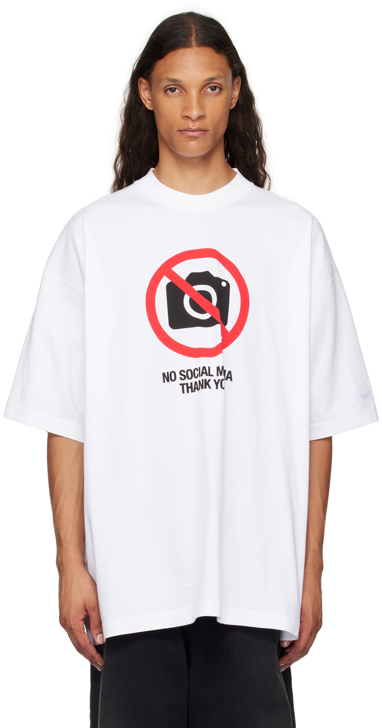 Shop Vetements White 'no Social Media' T-shirt