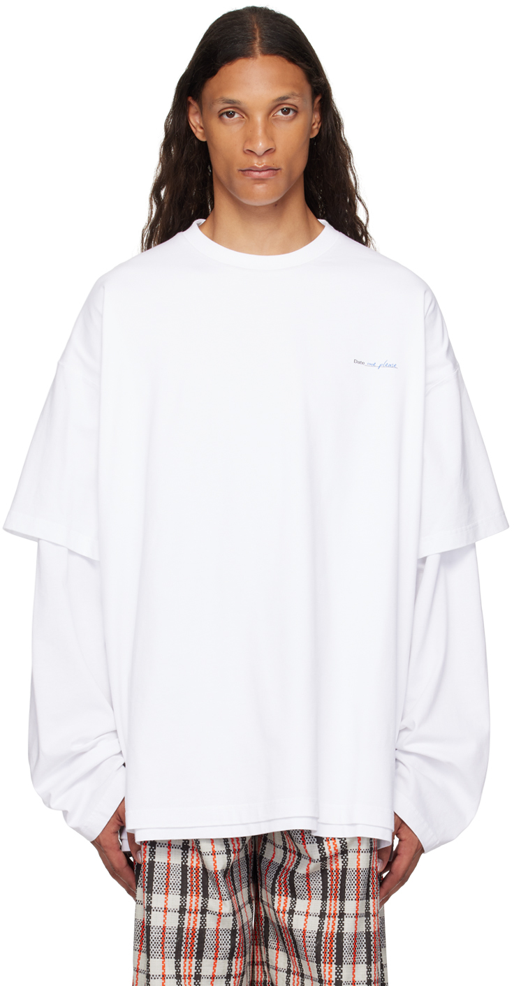 Vetements White 'date Me Please' Layered Long Sleeve T-shirt