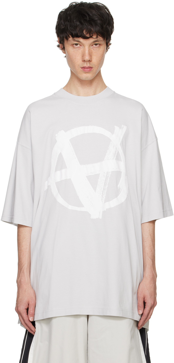 VETEMENTS GRAY DOUBLE ANARCHY T-SHIRT 