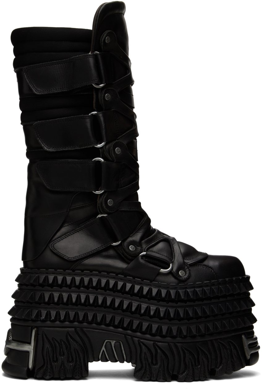 Shop Vetements Black New Rock Edition Tower Boots