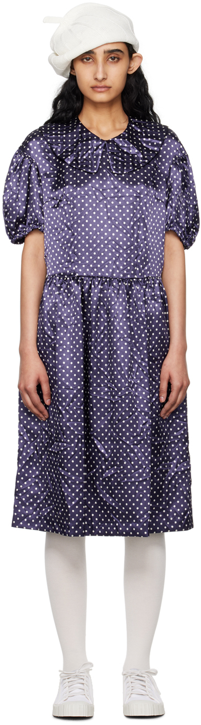 Navy Polka Dot Midi Dress