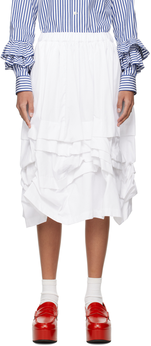 Shop Comme Des Garcons Girl White Gathered Midi Skirt In 1 White