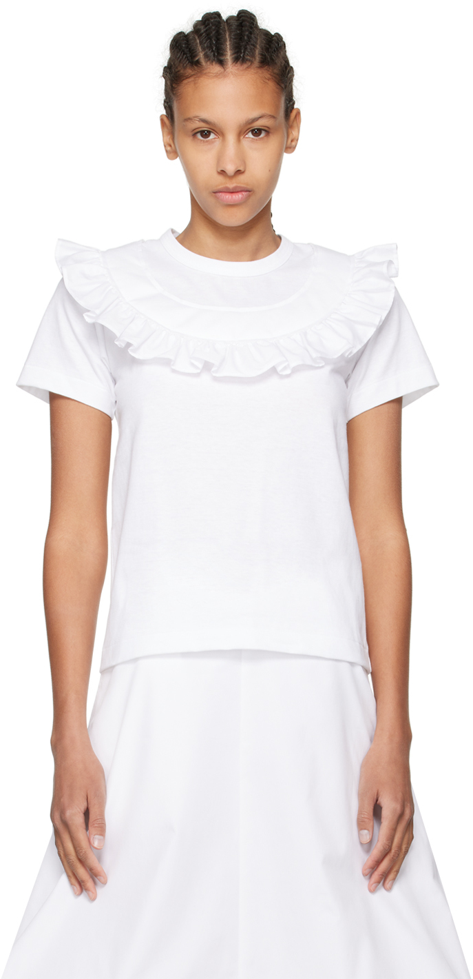 Shop Comme Des Garcons Girl White Ruffled T-shirt In 1 White