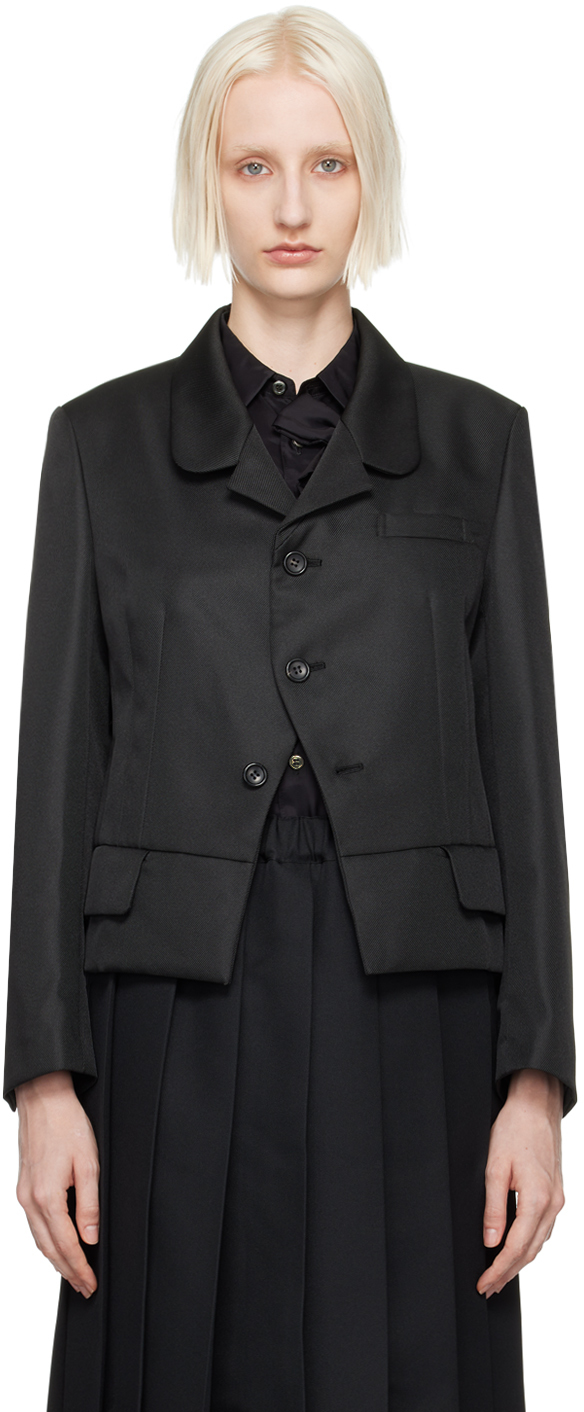 Black Notched-Lapel Blazer